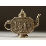 A CHINESE "PAKTONG" TEAPOT. 19cms wide.