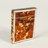 A VICTORIAN TORTOISESHELL AND MOTHER-OF-PEARL CARD CASE. 10cms high x 7.5cms wide.