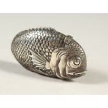 A SOLID SILVER CARP FISH VESTA.