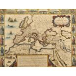 John Speede (1552-1629) British. "A New Mappe of The Romane Empire", Map, 15.5" x 20".