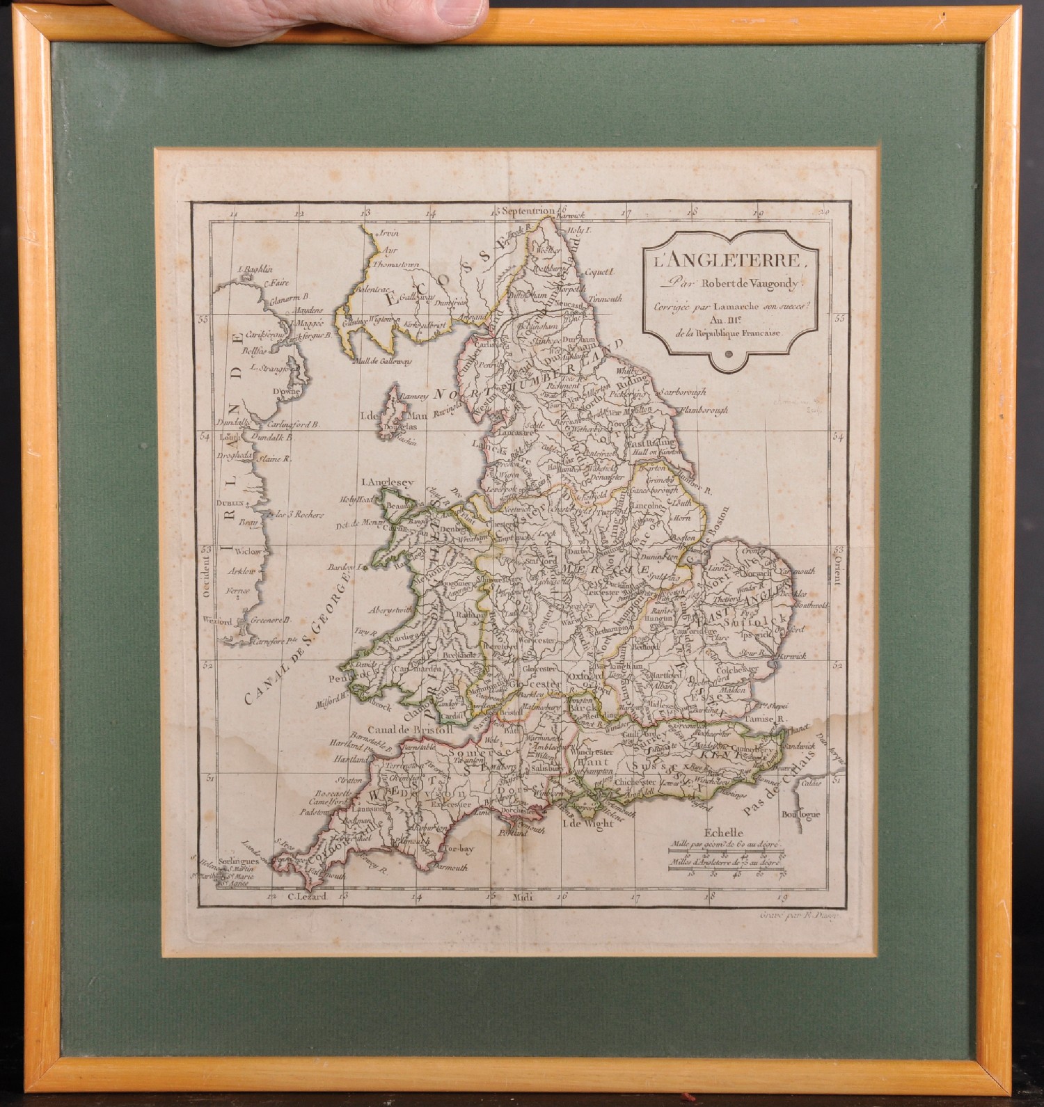 Robert de Vaugondy (1688-1766) French. "L'Angleterre", Map, 9.5" x 8.75". - Image 2 of 4