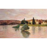 Perez (20th Century) Continental. A Tranquil River Landscape, Oil on Canvas, Signed and Dated