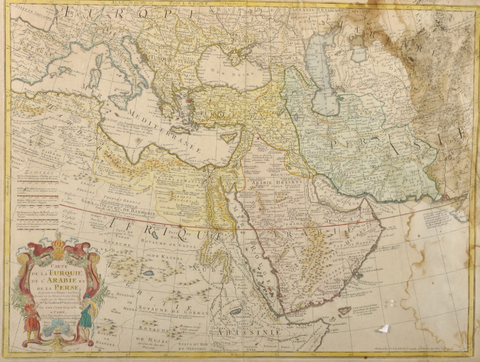 Guillaume De L'Isle (1675-1726) French. "Carte de La Turquie, de L'Arabie et de la Perse", Map, 18.