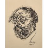 John Randall Bratby (1928-1992) British. A Self Portrait, Charcoal, Signed and Dated 'June 62',