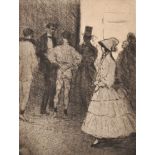 Ernst Oppler (1867-1929) German. Figures in Conversation, Etching, Signed and Numbered 13-50 in