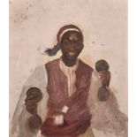 Herbert William Weekes (act. 1856-1904) British. An African playing the Maracas, Oil on Card,