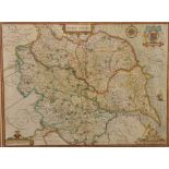 John Speede (1552-1629) British. "York Shire", Map, 15" x 20".