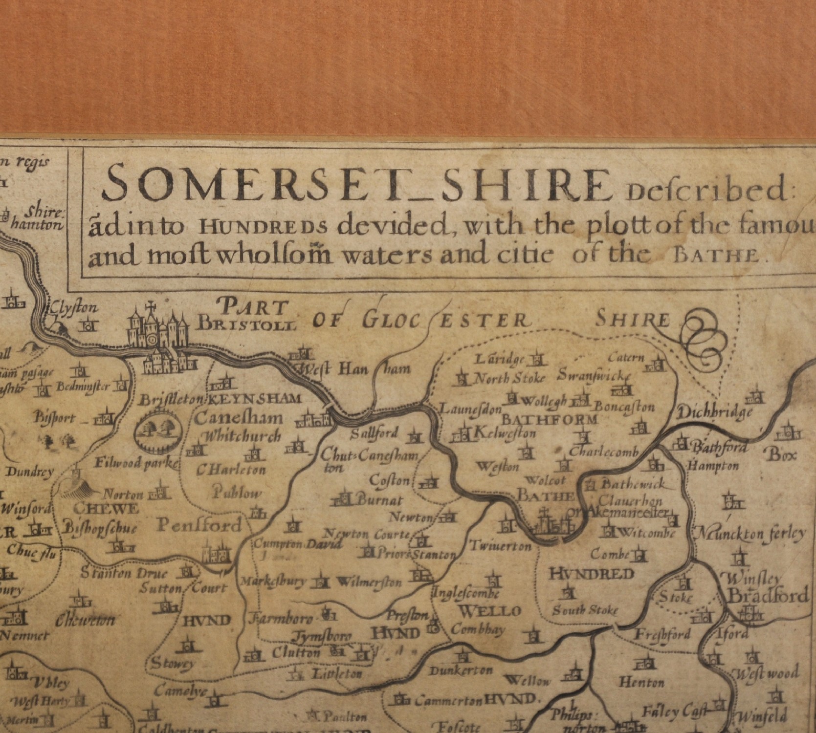 John Speede (1552-1629) British. "Somerset_Shire", Map, 14" x 19.25". - Image 3 of 4