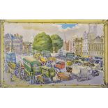 Phyllis Ginger (1907-2005) British. A Bristol Street Scene, a School Print, Overall 19" x 29.5".