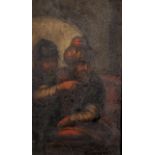 19th Century European School. An Ottoman Turk in a Turban with another Figure by his side, Oil on