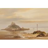 John Shapland (1865-1929) British. 'St Michael's Mount', Mixed Media, Signed, 14" x 21".