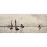 William Lionel Wyllie (1851-1931) British. "Off the Isle of Wight (Ryde)", Etching, Signed in