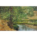 M... Holmes (20th Century) American. A Tranquil Wooded River Landscape, Oil on Canvas laid down,