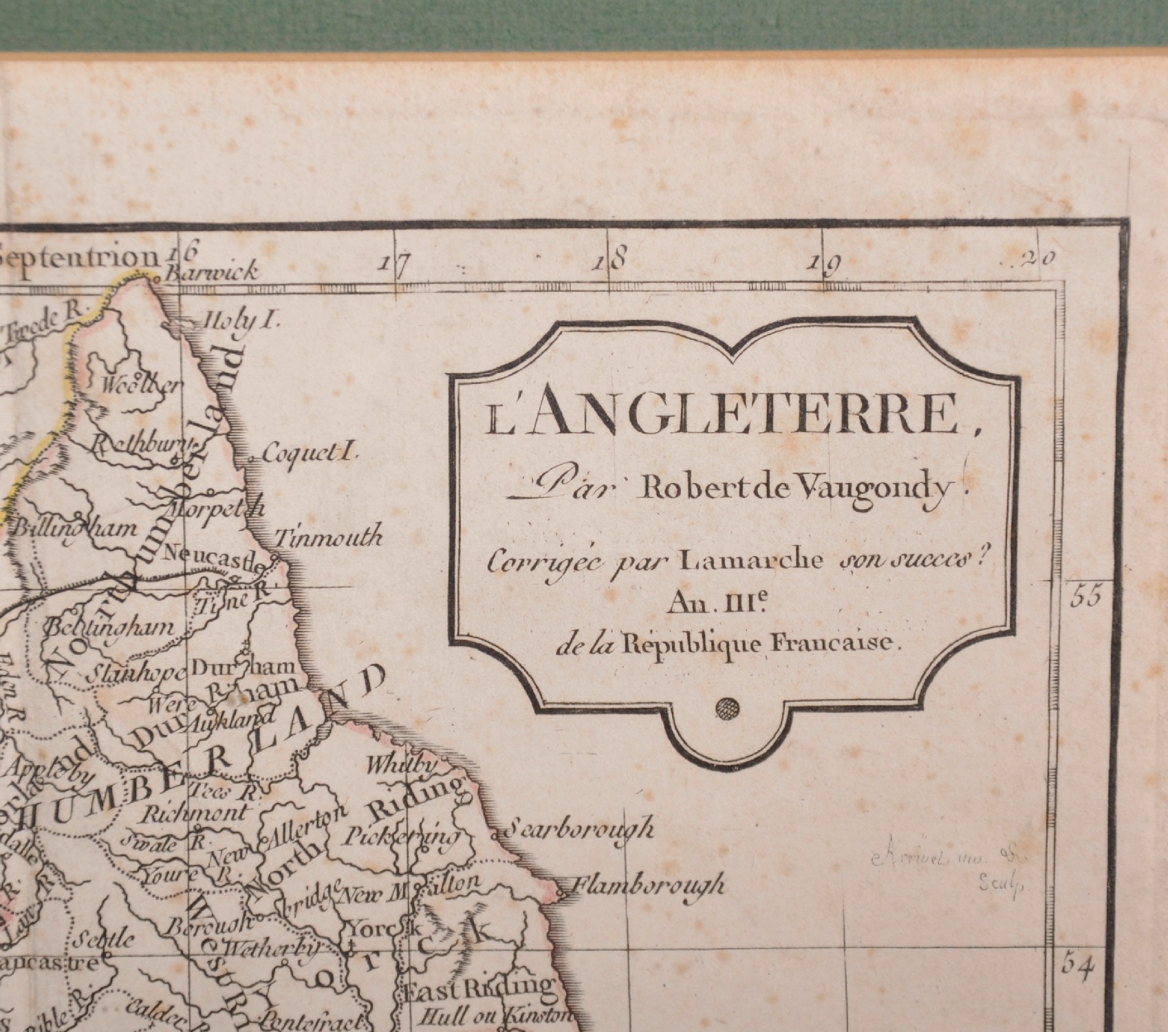 Robert de Vaugondy (1688-1766) French. "L'Angleterre", Map, 9.5" x 8.75". - Image 3 of 4