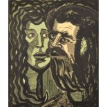 David Bethel (1923- c.2006) British. "St John & Salome", Linocut, Signed, Inscribed, Dated '58,