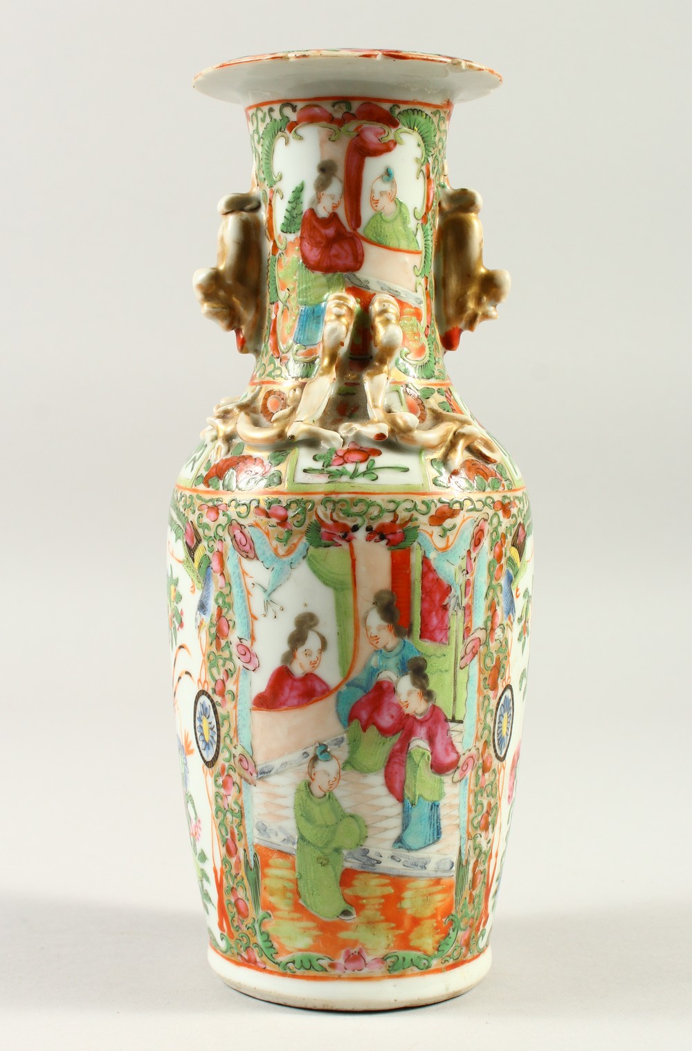 A 19TH CENTURY CHINESE CANTON PORCELAIN VASE, decorated with scenes of figures interior and floral