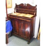 A REGENCY MAHOGANY CHIFFONIER, with a shelf to the upper section, a cushion frieze drawer, a pair of