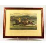 AFTER S. R. WOMBILL Colour Print. THE DERBY FINISH 1886. Engraved by C. HUNT. Image 33cms x 54cms.