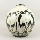 A LARGE ART DECO DESIGN PENGUIN VASE. 30cms high.