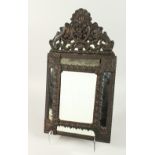 A GOOD DUTCH METAL FRAMED MIRROR. 60cms long x 33cms wide.