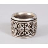 A SILVER ARCHERS RING. 2cms.