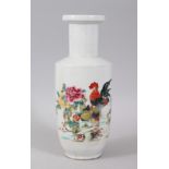 A CHINESE BALUSTER SHAPE VASE, decorated with chickens. 27cms high.