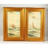 GARMAN MORRIS A pair of coastal scenes. Watercolour. Signed. Off Yarmouth and Off Ramsgate. 50cms