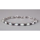 A SILVER, GILSON OPAL AND SAPPHIRE BRACELET.