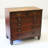 A GOOD LATE REGENCY MAHOGANY GILLOW DESIGN CAMPAIGN CHEST, the top with two small brass inset
