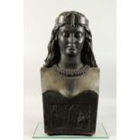A LARGE CLASSICAL LEAD BUST OF A LADY. 67cms high.