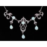 A SILVER AND GILSON OPAL VICTORIAN STYLE NECKLACE.
