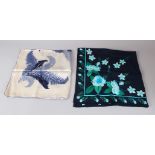 TWO ITALIAN SILK SCARVES.