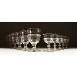 A SET OF SIX GOOD WINE GLASSES and five smaller glasses. (11)