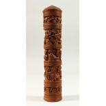 A CARVED WOOD INDIAN DOCUMENT CASE. 22cms long.