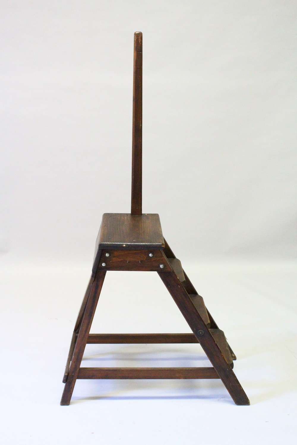 A 19TH CENTURY PINE SET OF LIBRARY STEPS. 152cms high. - Image 2 of 7