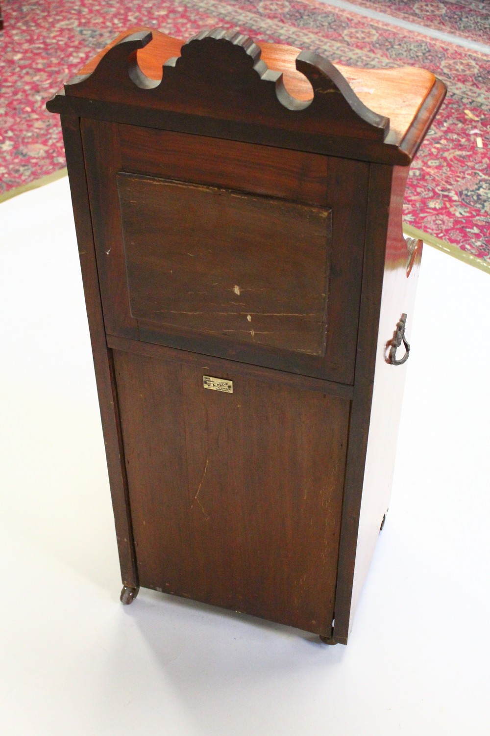 A VICTORIAN MAHOGANY COAL BOX with mirrored back and fall front. 99cms high x 42cms wide. - Image 6 of 7