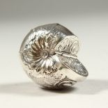 A NOVELTY SILVER NAUTILUS SNUFF BOX.