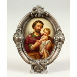 A PORCELAIN PLAQUE. 11cms x 8cms.