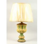 AN ITALIAN POTTERY VASE, converted to a lamp with a shade. Vase 34cms high.