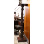 A GOOD LARGE MAHOGANY TORCHERE, the square top supported on a carved and wrythen fluted column