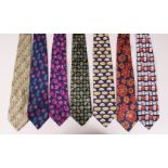 SEVEN VARIOUS DESIGNER TIES.