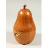 A PEAR TEA CADDY. 18cms high.