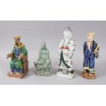FOUR VARIOUS CHINESE POTTERY FIGURES.