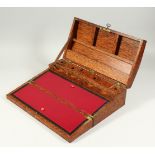 A VICTORIAN ROYAL PALM WRITING BOX. 38cms long.