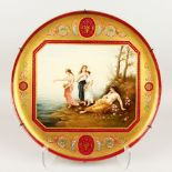 A SUPERB VIENNA CIRCULAR PLATTER, painted with four maidens by C. FORSTER, looking out to sea,