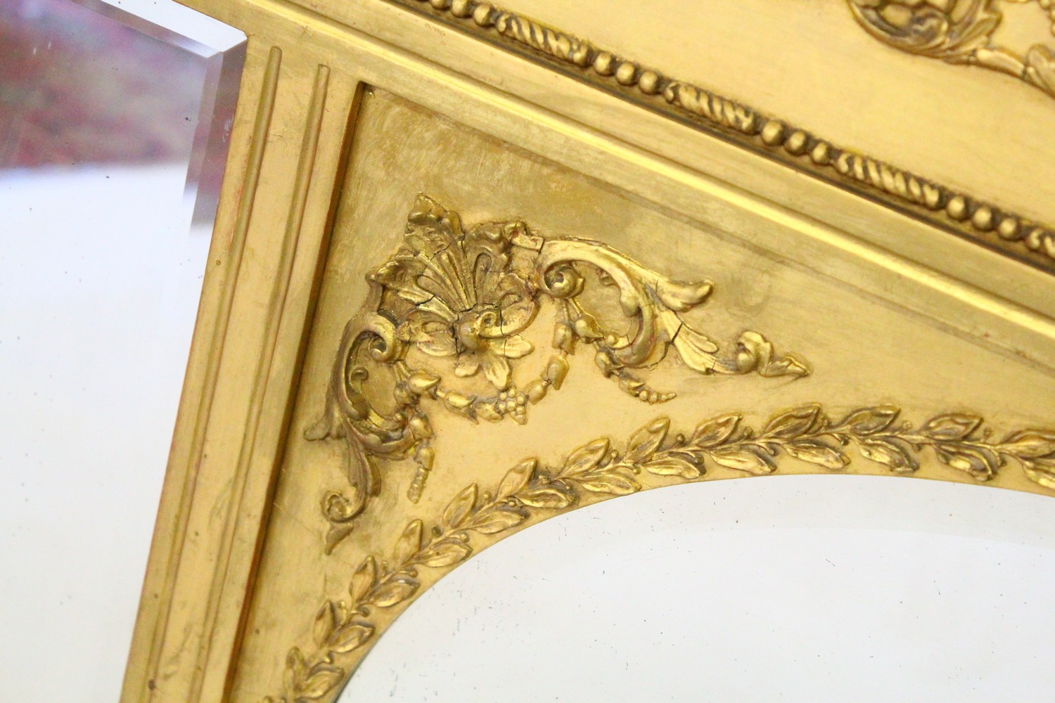 A VERY GOOD GILTWOOD OVERMANTLE MIRROR with oval mirrored panels and rectangular mirror in an ornate - Image 3 of 6