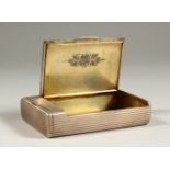 A RUSSIAN SILVER RIBBED CIGARETTE AND MATCH BOX. Maker: M.H. (84). 10cms x 6cms.