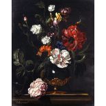 Bloemart (20th Century) Dutch. Still Life with Flowers, in a Vase, Oil on Board, Signed, 10" x 8".