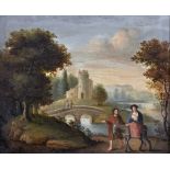 18th Century Flemish School. The Flight into Egypt, Oil on Copper, 7" x 8.5".