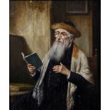 Early 20th Century Continental School. Study of a Rabbi, Oil on Panel, Indistinctly Signed, 11.75" x